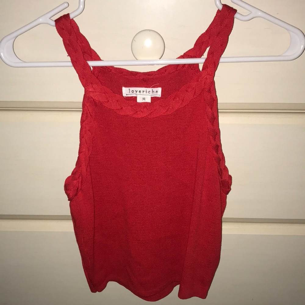 Red braided tank top